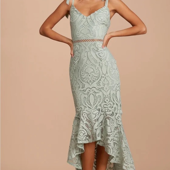 Beautiful Sage Green Lace Dress S Lulus 0 2 - Picture 3 of 7